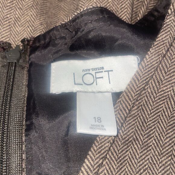 Loft Women Dress Size 18 Brown Wool Blend Minimalist Career Corporate Church - Picture 4 of 11